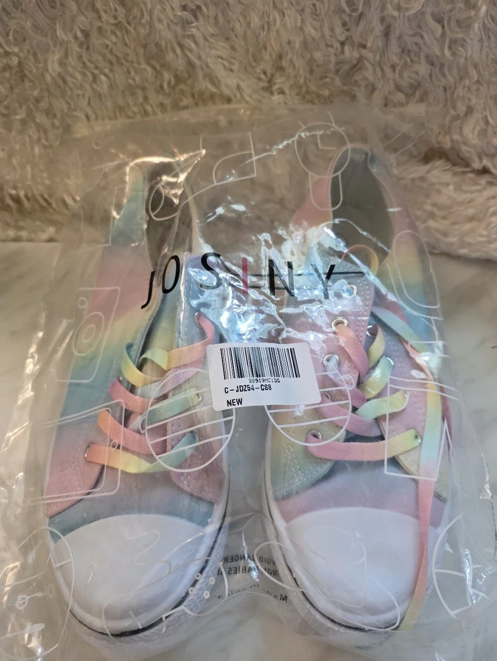 Rainbow Lace-Up Sneakers in Pastel